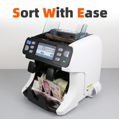 BS-2080W 1+1 Pocket Currency Sorter with TFT Touchscreen, Optional Built-in Printer, and Accurate SN Code Recording