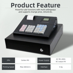 ECR-137 All in One POS Cash Register 2.8 Inch Display Mini Desktop Cashier With 58mm Receipt Printer RS232 USB Port