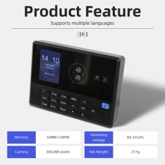 TA-900 Biometric Face Palm Vein Recognition Attendance Machine 2.8 Inch LCD Dual Camera Fingerprint Password Time Clock