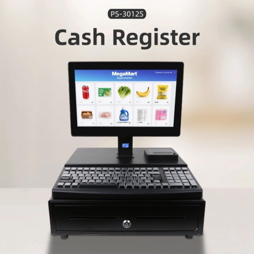 PS-3012S All in One POS System with 14 Inch Touchscreen Intel J1900 Quad Core Built in Thermal Printer Retail Cash Register
