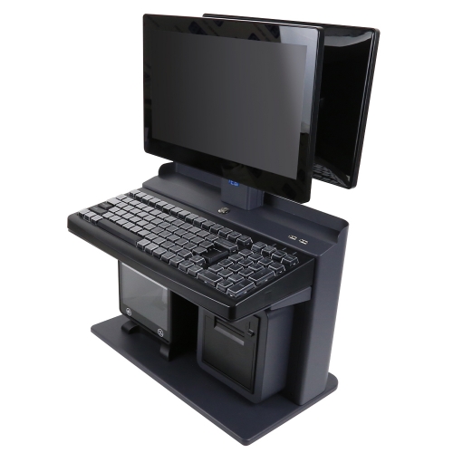 PS-35D All-in-One POS System 14 Inch Dual Screen Cash Register with Built-in 58mm Thermal Printer Windows Linux Compatible