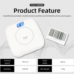 TCLP-2000W Wireless Thermal Label Printer Portable 58mm Ink-Free USB Bluetooth Printer Handheld Fast Printing for Home Office