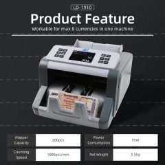 LD-1910 Mixed Value Money Counter 1 CIS UV MG Banknote Counter with USB RS232 for Multi Currency Counting