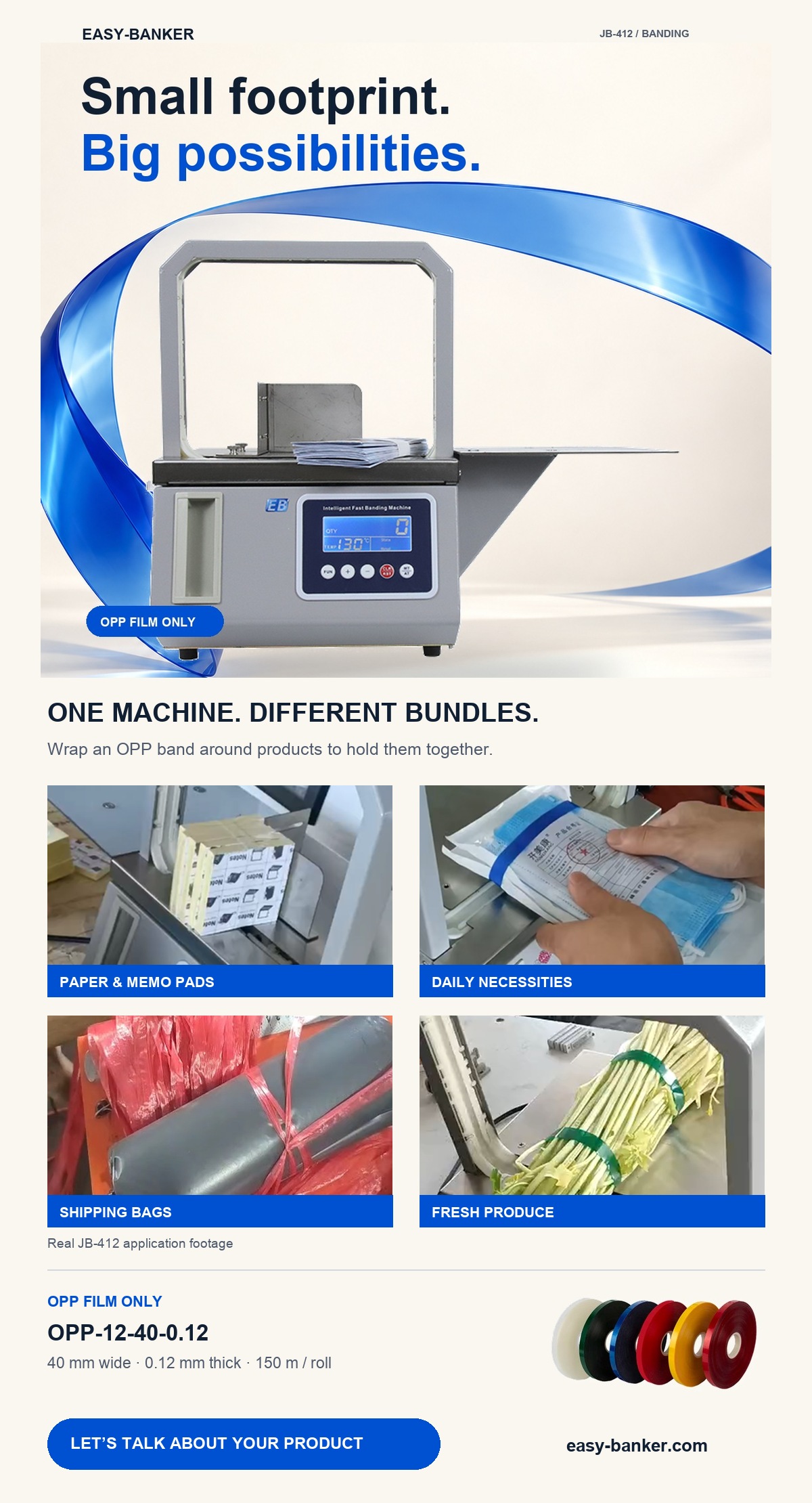 JB-412 OPP Film Banding Machine - Full Poster