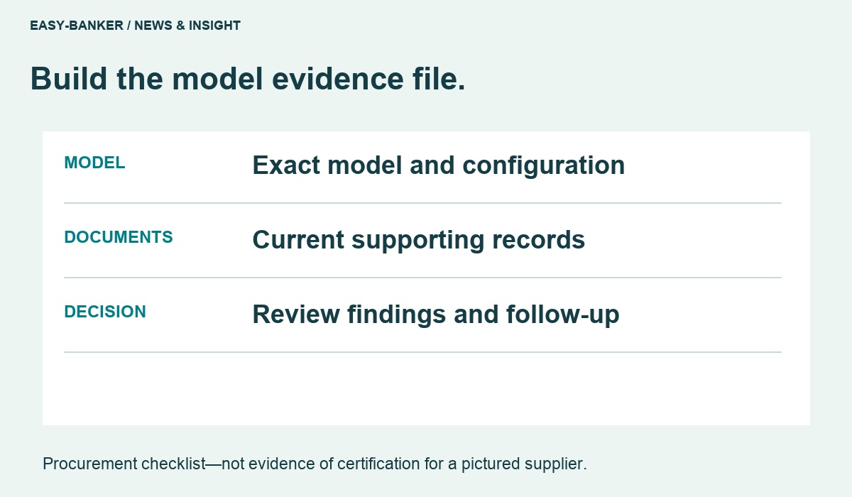 Model, documents and decision procurement checklist without certification claims.
